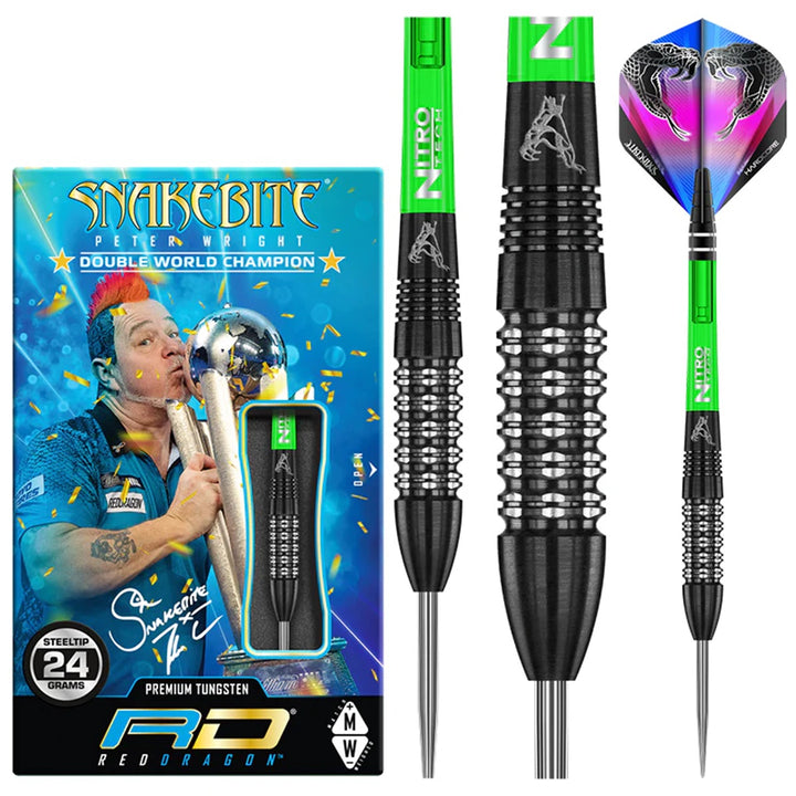 Peter Wright Black Strike 90% Tungsten Steel Tip Darts by Red Dragon