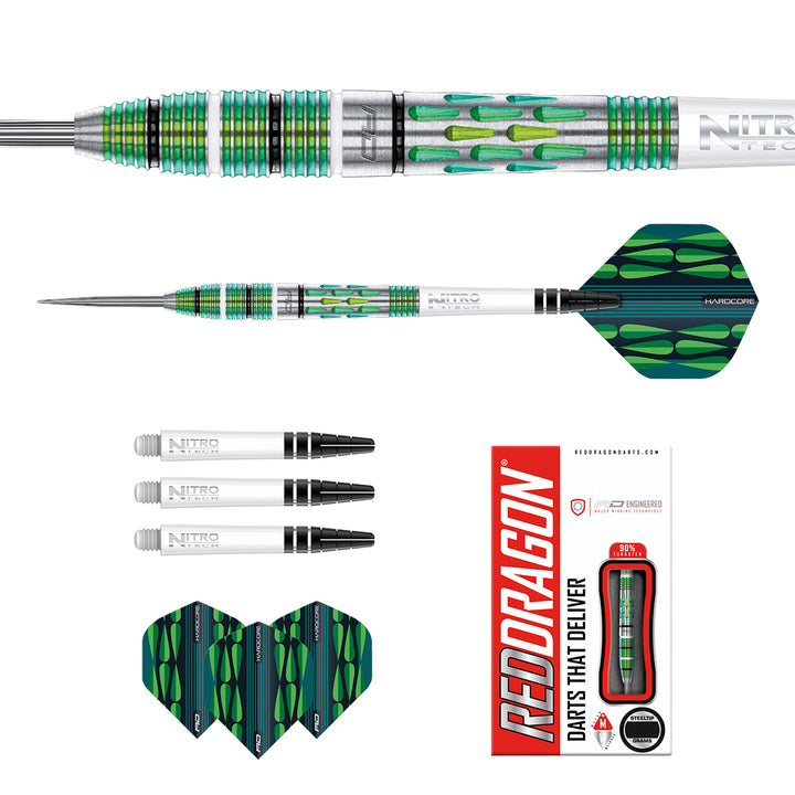 Artura Screamin' Green 90% Tungsten Steel Tip Darts by Red Dragon