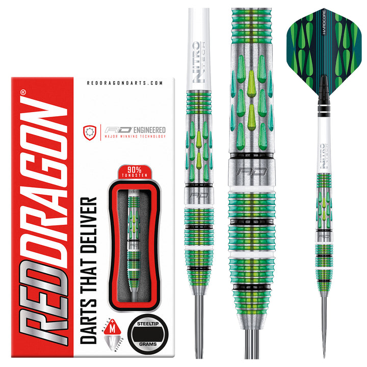 Artura Screamin' Green 90% Tungsten Steel Tip Darts by Red Dragon