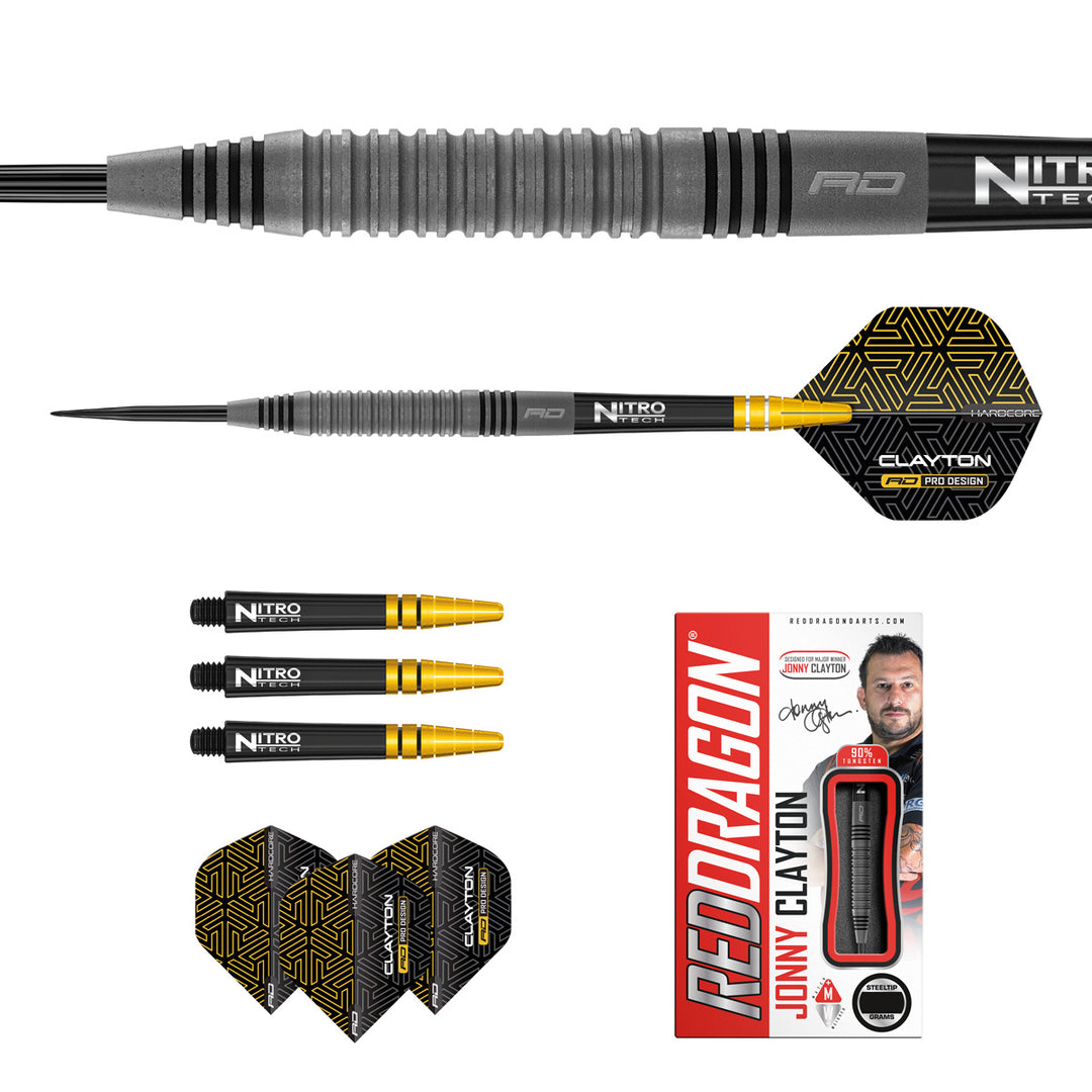 Jonny Clayton Oxide Edition 90% Tungsten Steel Tip Darts by Red Dragon