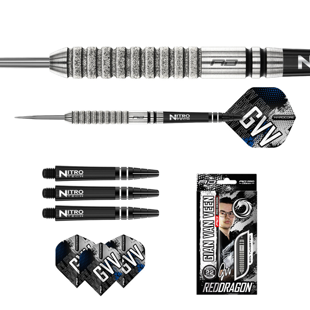 Gian van Veen Tour Edition 90% Tungsten Steel Tip Darts by Red Dragon