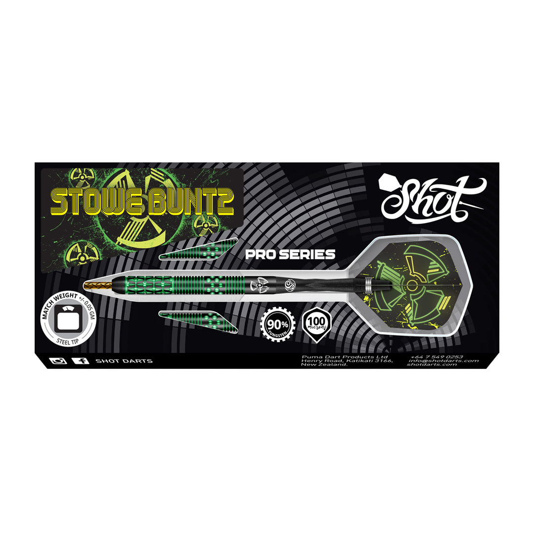 Stowe Buntz 2.0 Black 90% Tungsten Steel Tip Darts  by Shot