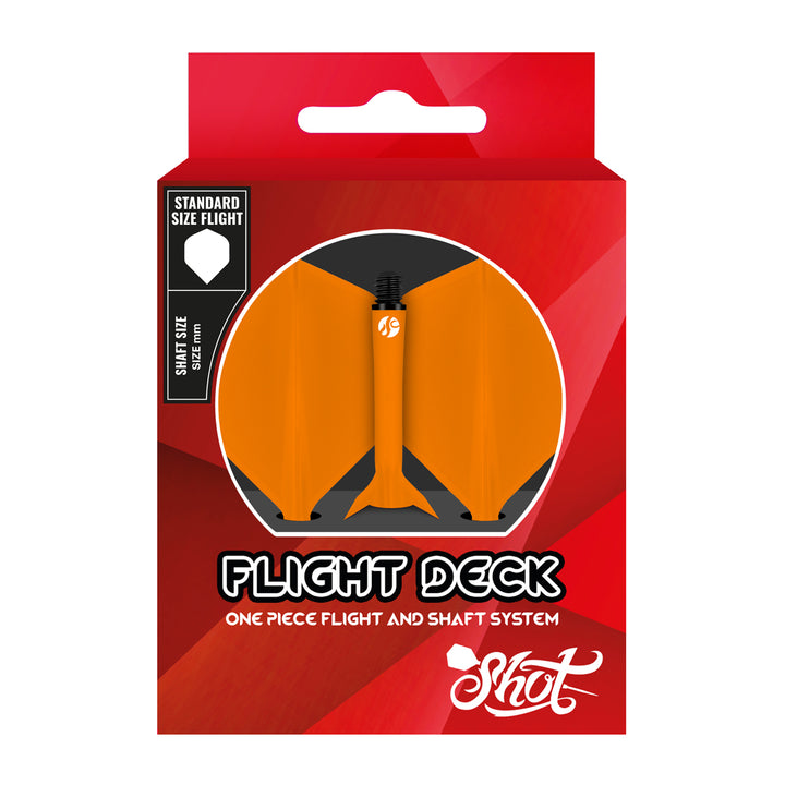 Flight Deck Orange One Piece Dart Flight and Shaft System by Shot