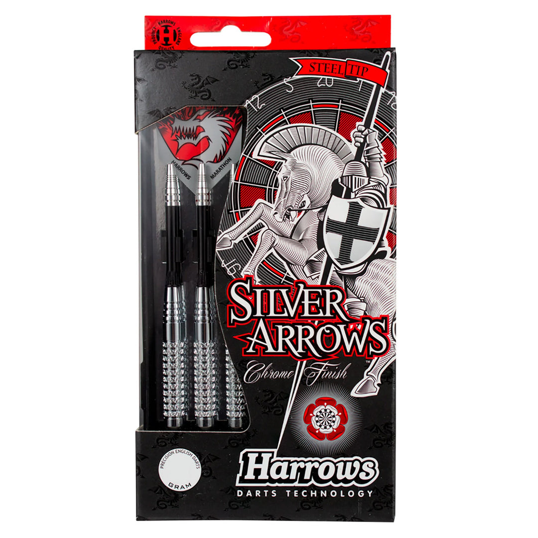 Harrows Silver Arrows Knurled Chromed Brass Steel Tip Darts