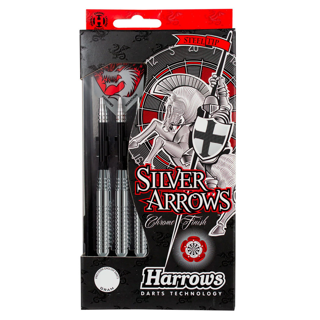 Harrows Silver Arrows Ringed Chromed Brass Steel Tip Darts