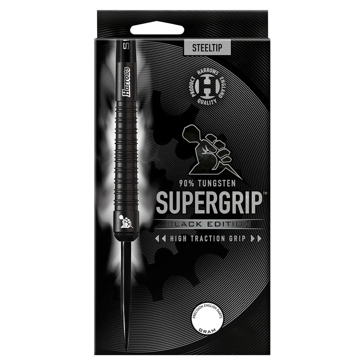 Harrows Supergrip Black Edition 90% Tungsten Steel Tip Darts