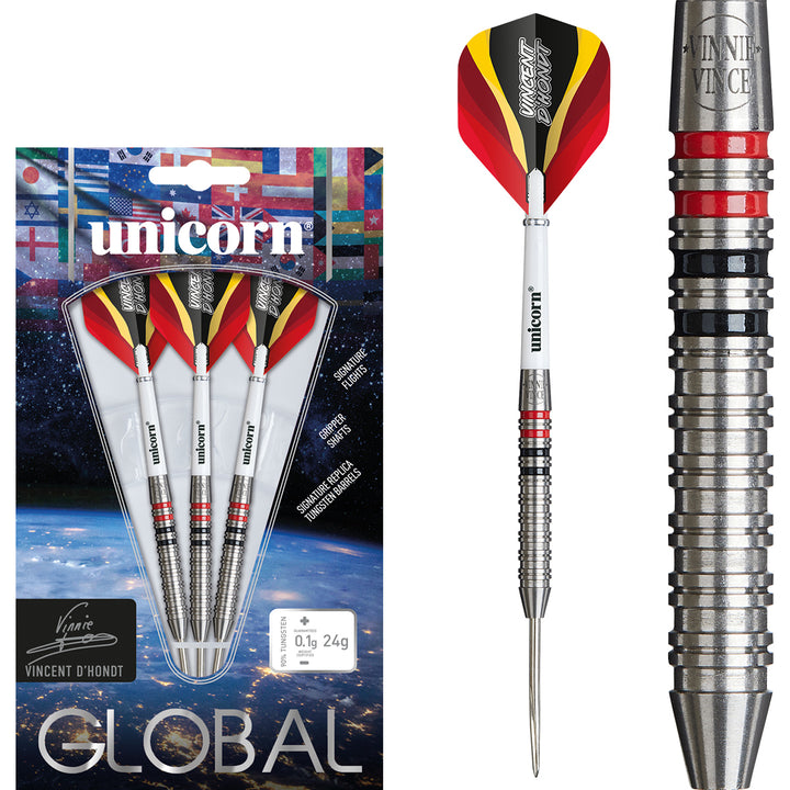 Vincent D'Hondt 90% Tungsten Steel Tip Darts by Unicorn