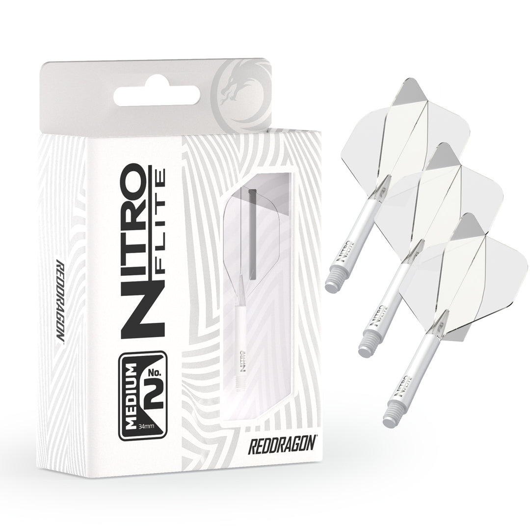 Nitro Flite Integrated Flight & Shaft White & Clear No2 by Red Dragon